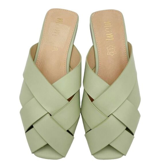 NEW Mi.iM Reece Woven Leather Mint Green Pistachio Open Toe Slide Size 7.5 NWOB - Picture 3 of 16